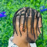 Men's Braids finished client transformation at Manu Royal Touch in Austin